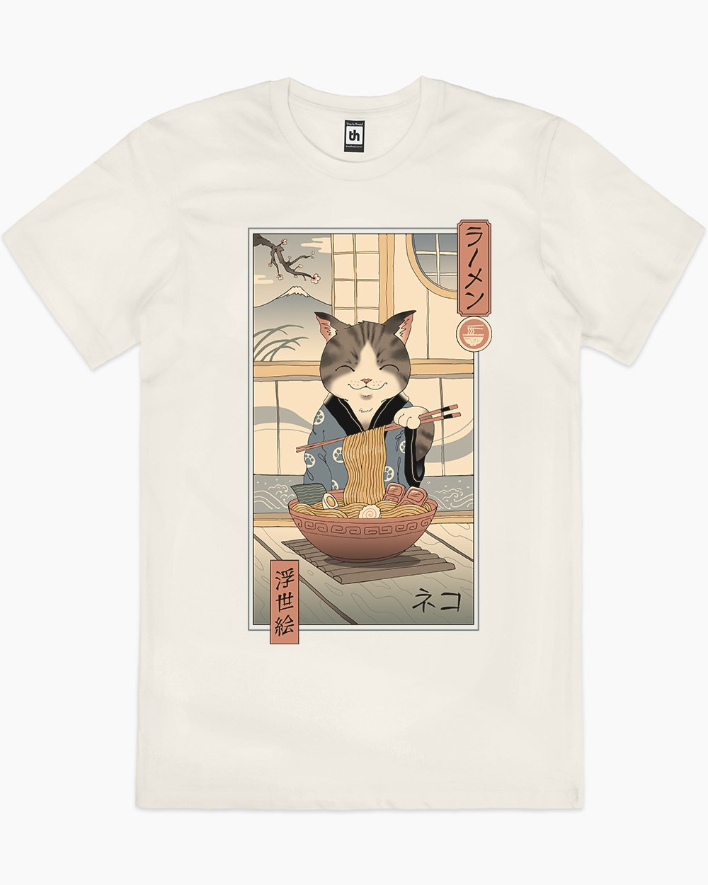 Neko Ramen Ukiyo-e T-Shirt Australia Online #colour_natural