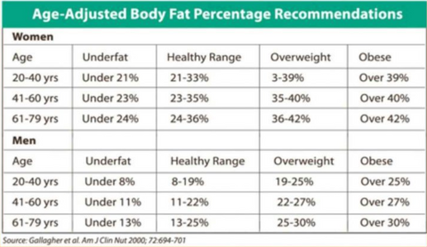 Body Fat Measurement Chart