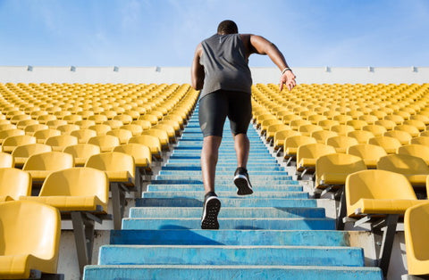 man climbing stairs