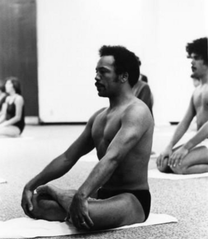 Quincy Jones practicing yoga