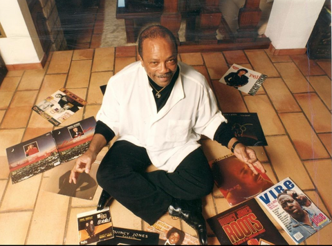 Quincy Jones practicing yoga