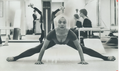 Eartha Kitt doing yoga