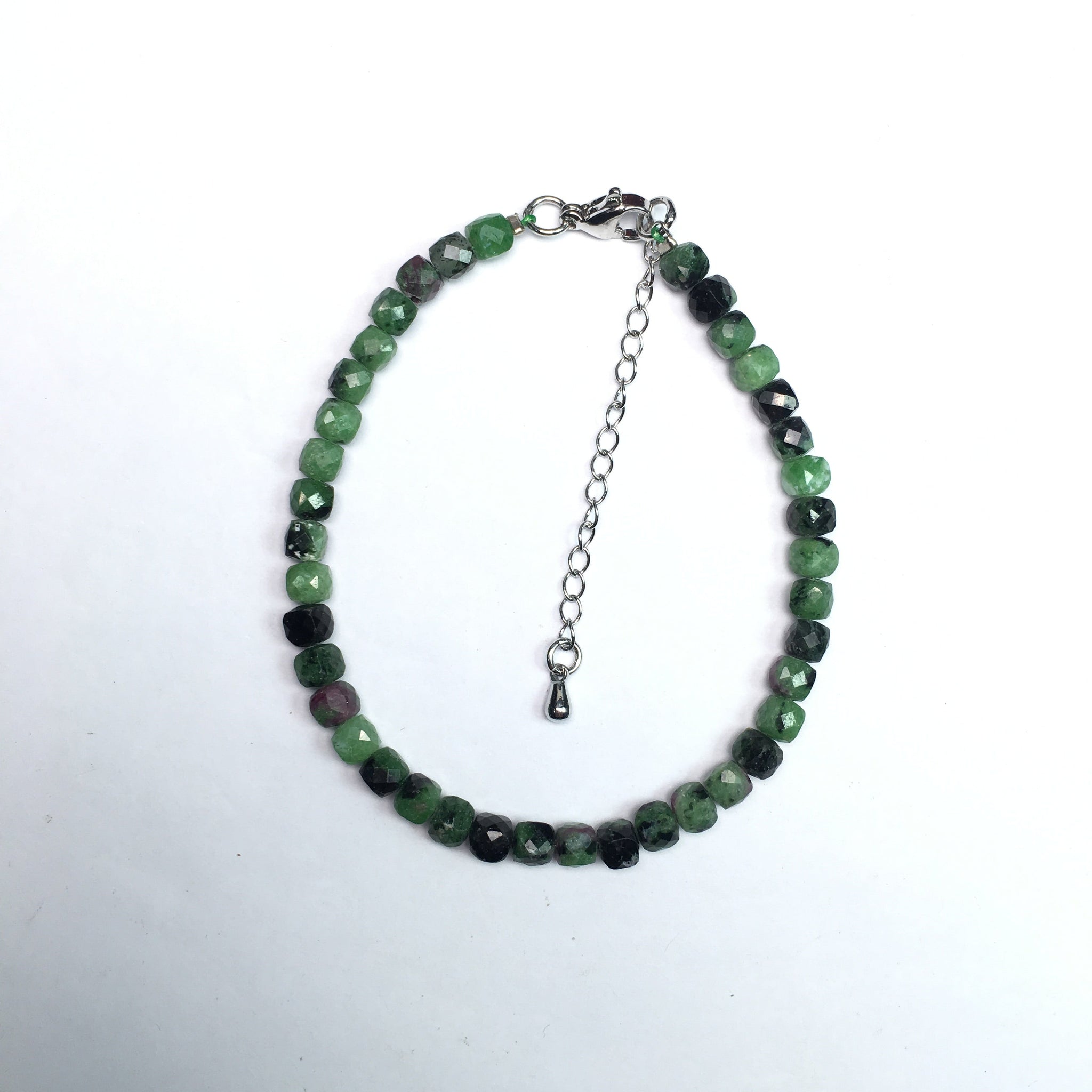 Ruby Zoisite Super Precision Cut Cube 4x4mm bracelet