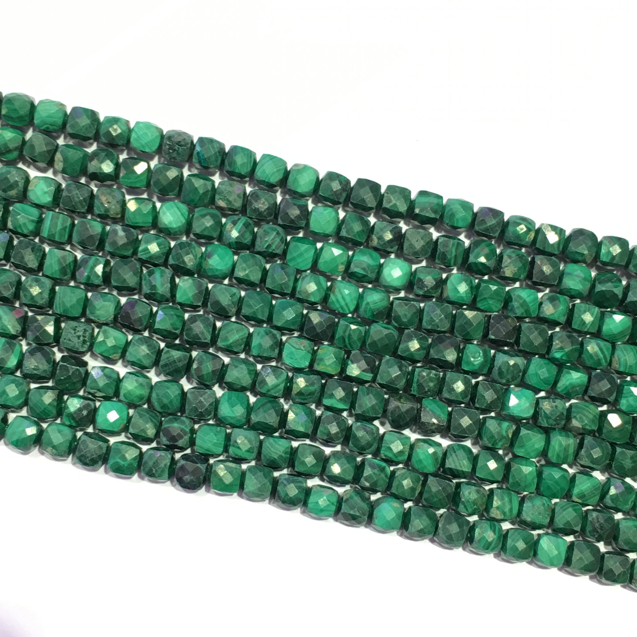 Malachite Super Precision Cut Cube 4x4mm