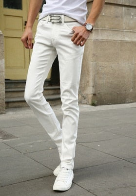 men's white stretch skinny jeans