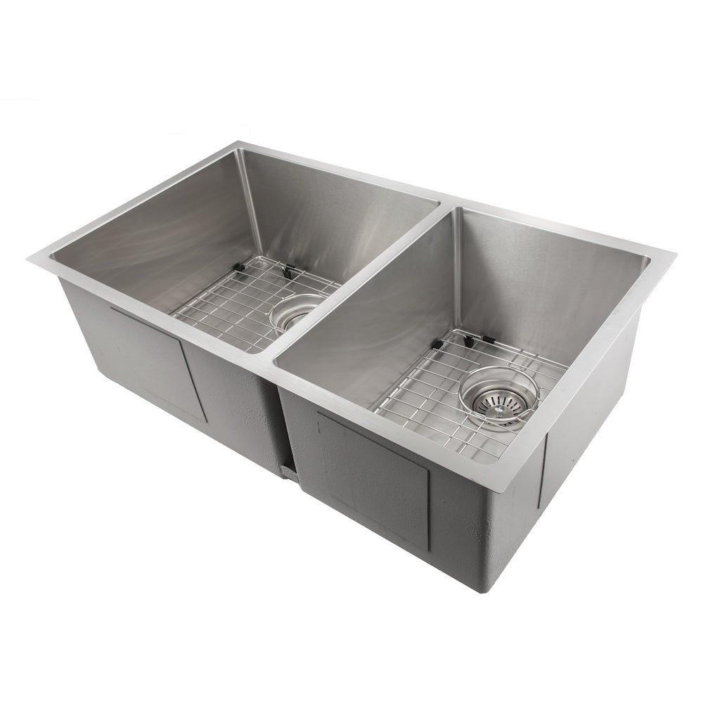 ZLINE 33 in. Chamonix Undermount Double Bowl Kitchen Sink with Bottom Grid and Color Options (SR60D-33)