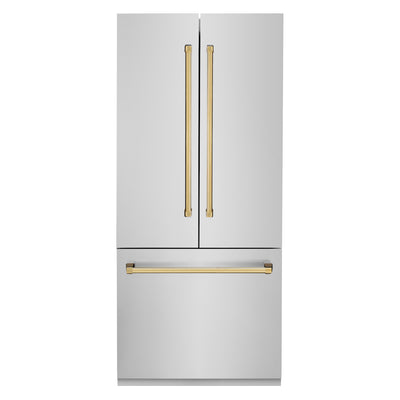 ZLINE 30 Autograph Edition 16.1 Cu. ft. Built-In 2-Door Bottom Freezer Refrigerator with Internal Water and Ice Dispenser in Stainless Steel with