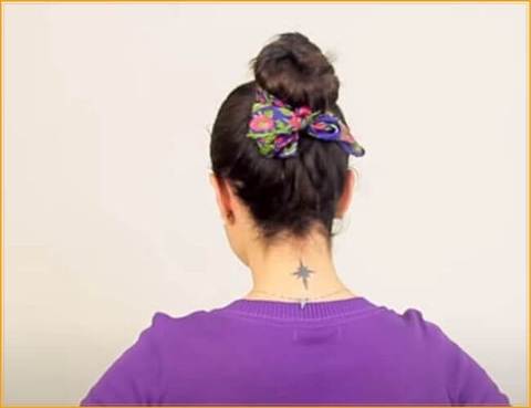 chignon held in place by the scarf