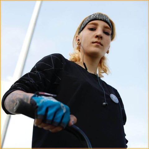 woman bike bandana