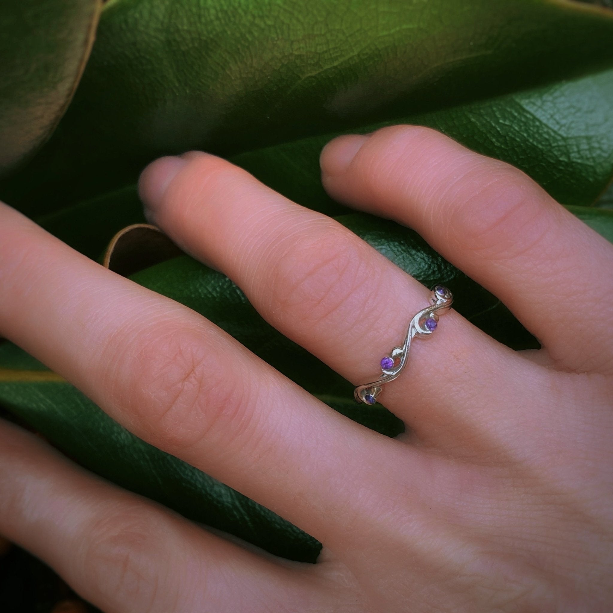 Swirl Ring with Amethysts