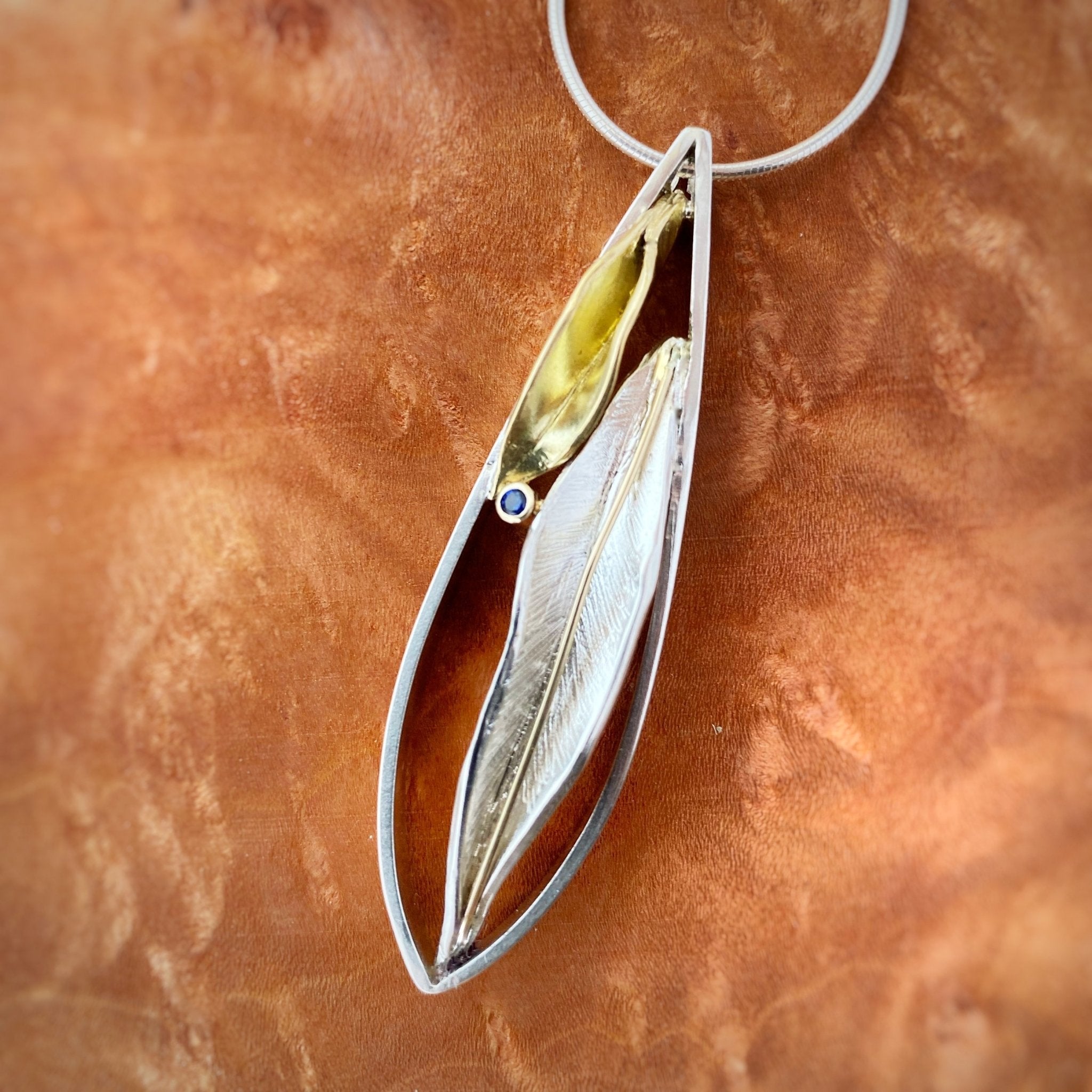 Two Tone Ginkgo Leaf Pendant