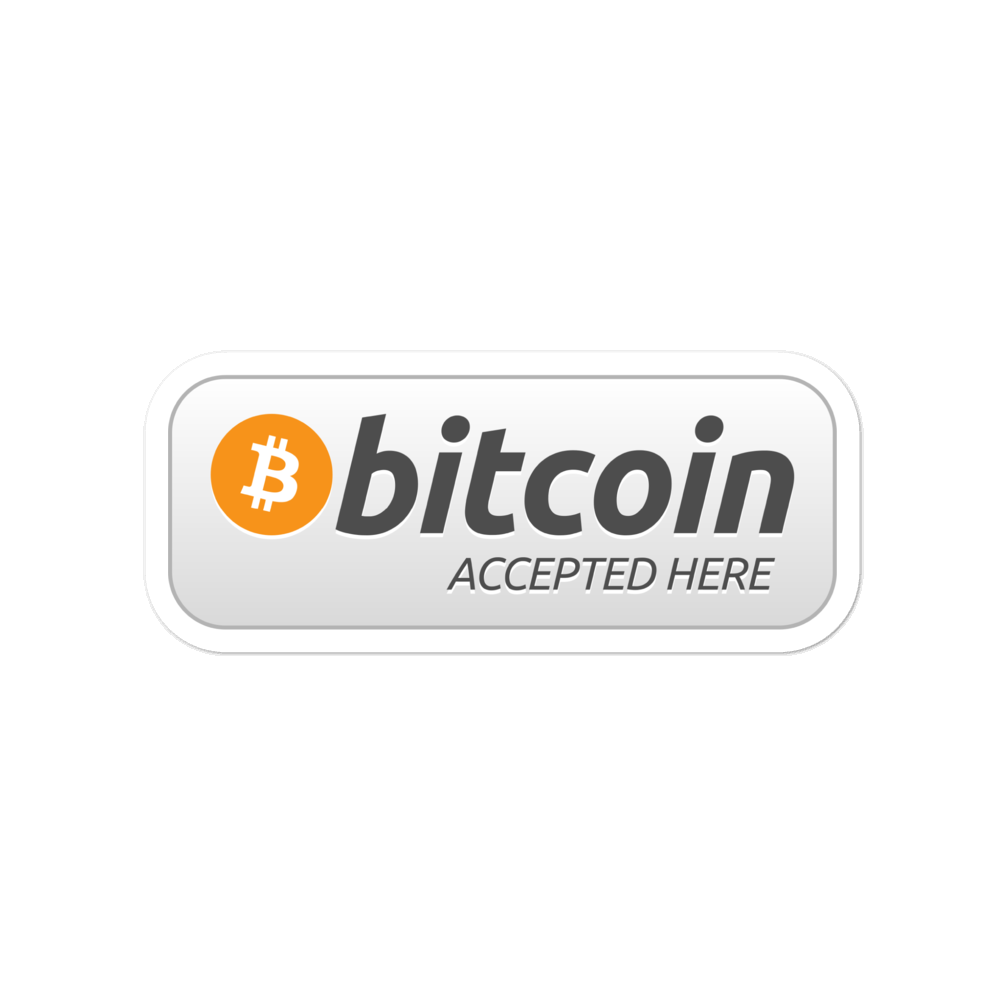 Биткоин стикер. Crypto accepted here. Your logo here PNG. Accepted file. Accepted payments