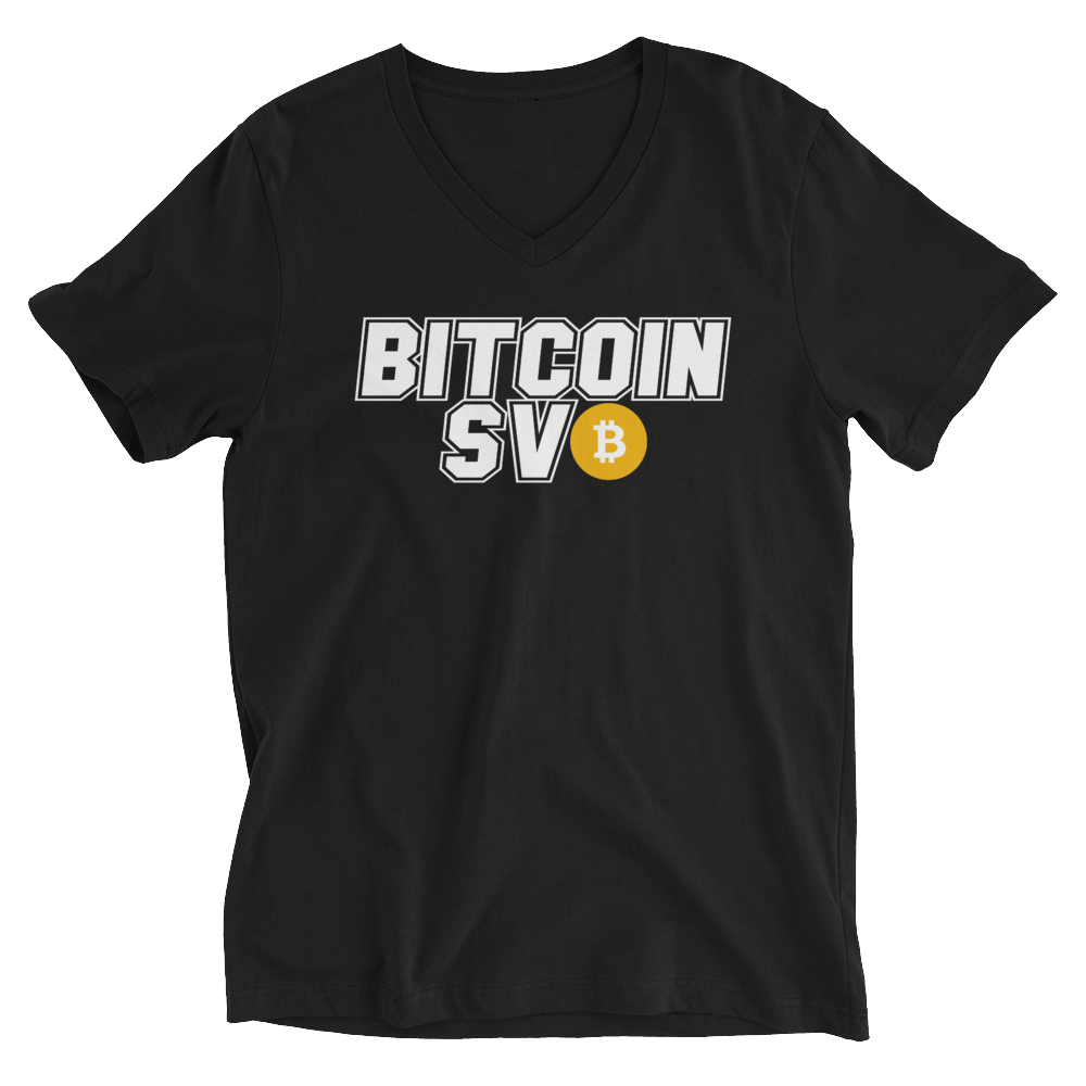 Bitcoin SV Sports V-Neck T-Shirt Black S - zeroconfs
