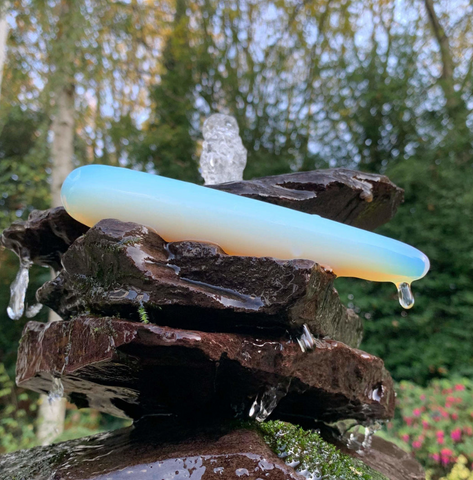 Opalite yoni wand crystal in waterfall