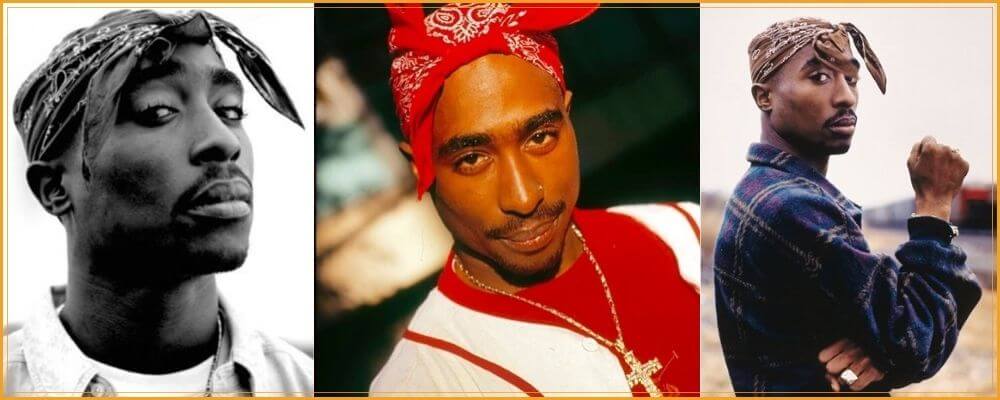 TUPAC SHAKUR Bandana Rouge et blanc porté par l'artiste.…