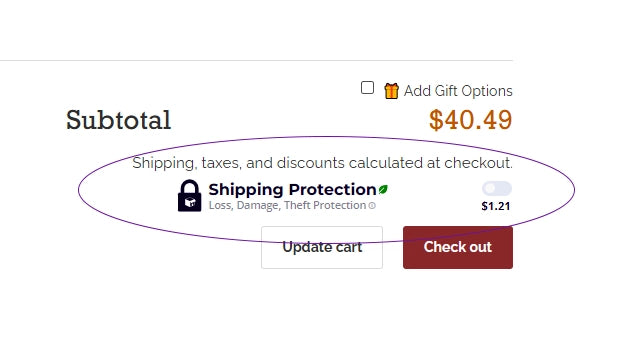 Toggle on ShipInsure for Package Protection