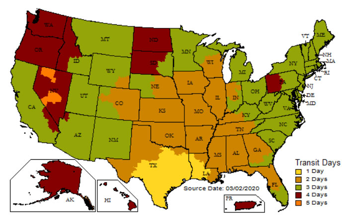 UPS Shipping Map