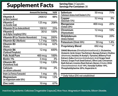 Brain, Focus and Mental Clarity Nutritional Supplement