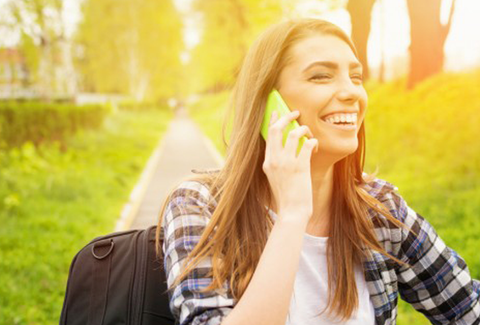 Woman taking a moment to laugh