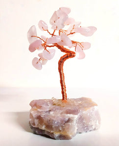 Roosa kvarts kristallipuu / õnnepuu (armastuse puu) ±5,5x5,5x7cm