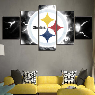 5 Panel Framed Pittsburgh Steelers Modern Decor Canvas Wall Art Hd Print