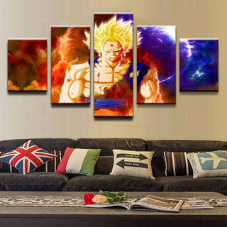 5 Pieces Dragon Ball Z Super Goku Anime Cartoon Modern Decor Canvas Wall Art Hd Print