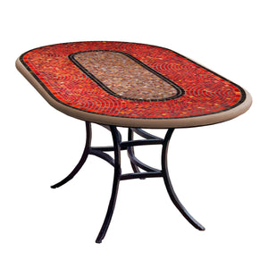 Ruby Glass Mosaic Oval Bistro - Ruby Glass Mosaic Oval Bistro-Iron Accents