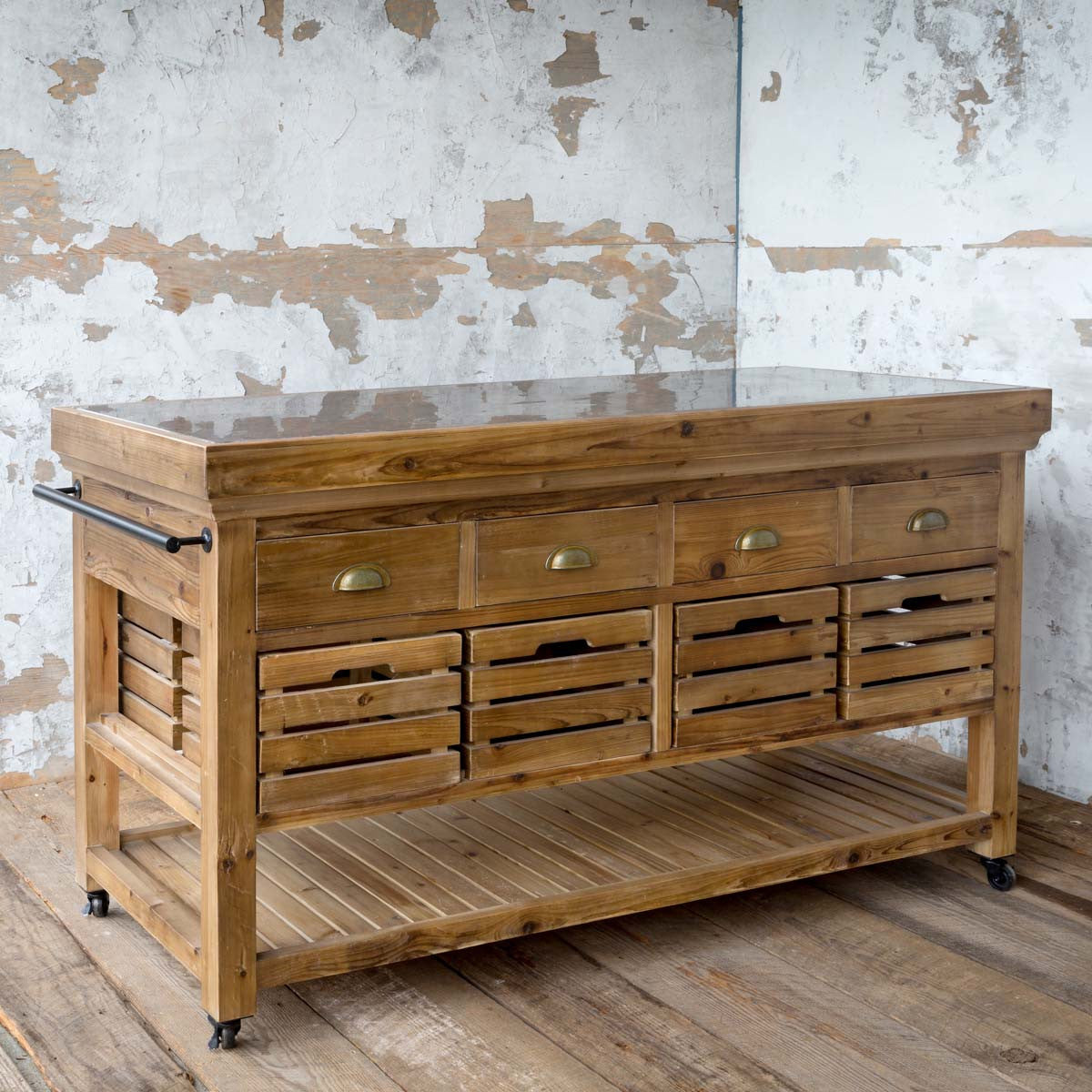 Rolling Kitchen Island Iron Accents