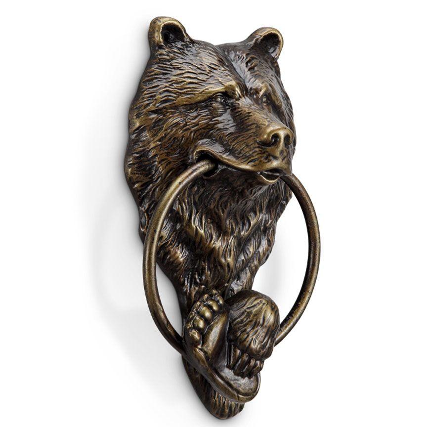 Bear Head Door Knocker Iron Accents