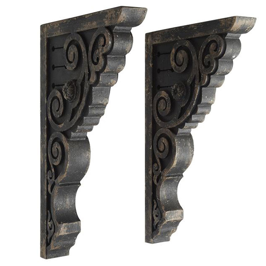 Decorative Wooden Corbels Iron Accents