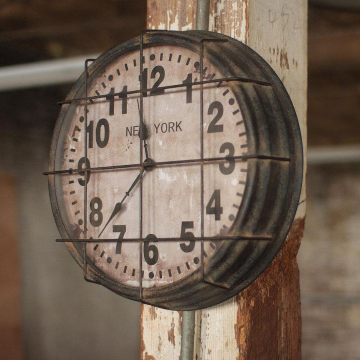 Metal New York Subway Clock Iron Accents