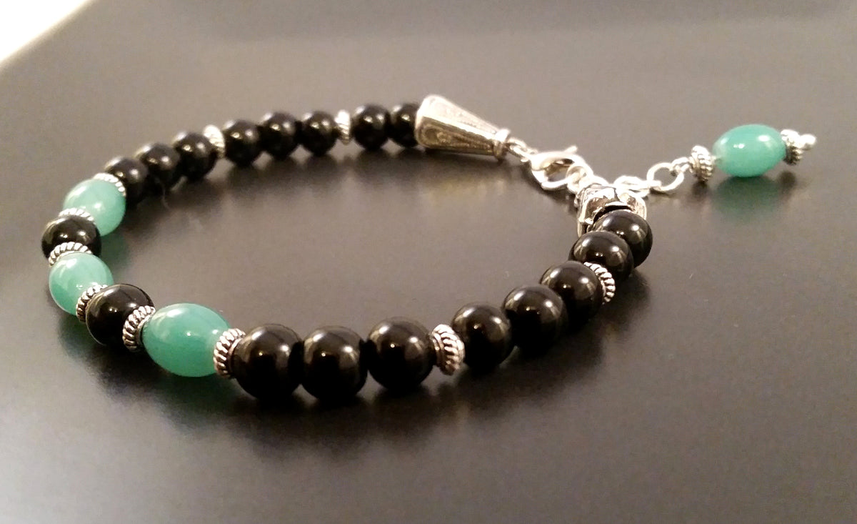 Jade Bracelet Green Black Obsidian Beads – Fenris