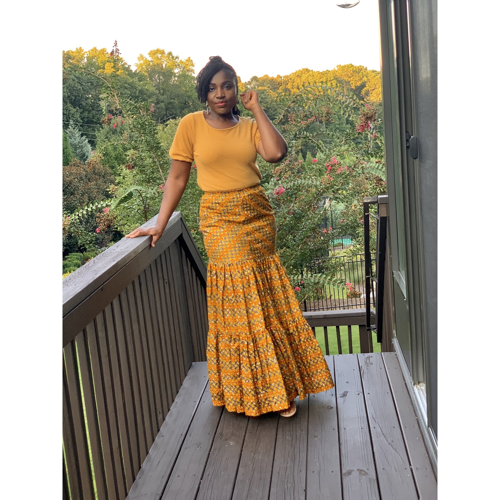 maxi skirt mustard