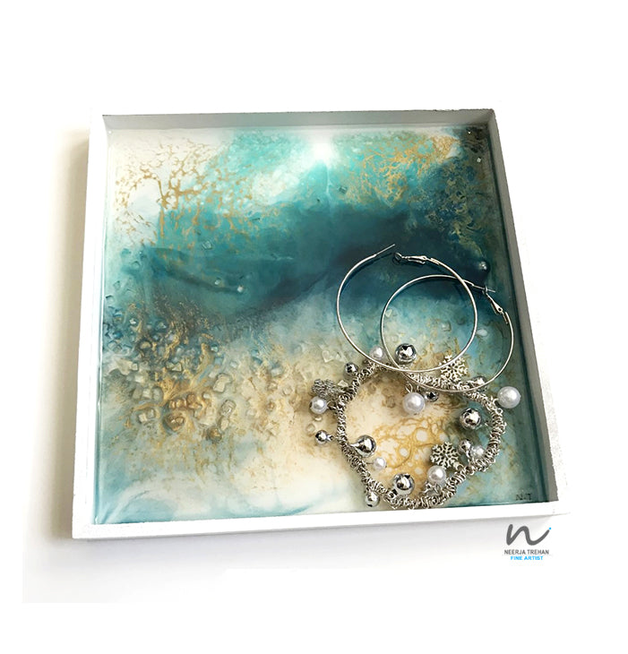 teal decorative tray