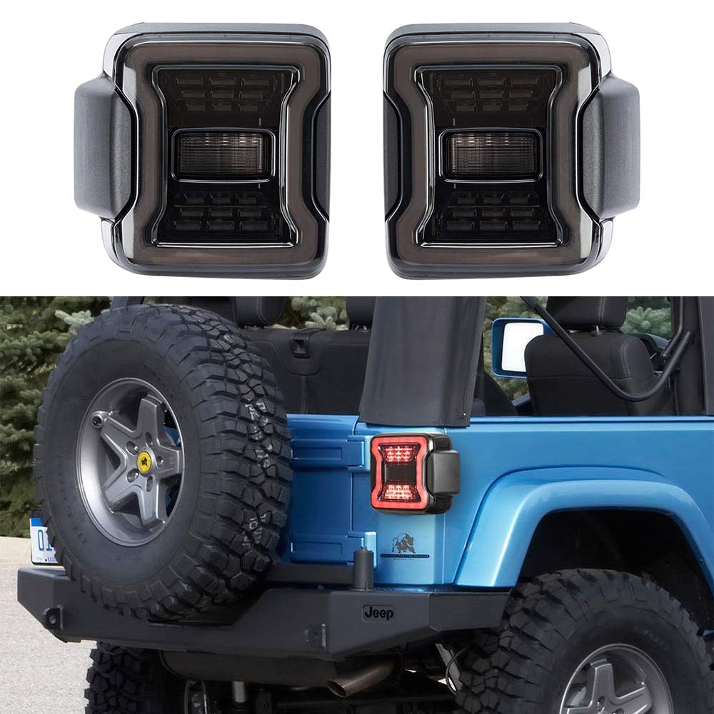 Pair of Smoked LED Tail Lights for 2018 2019 2020 2021 2022 Jeep Wrang –  XBEEK