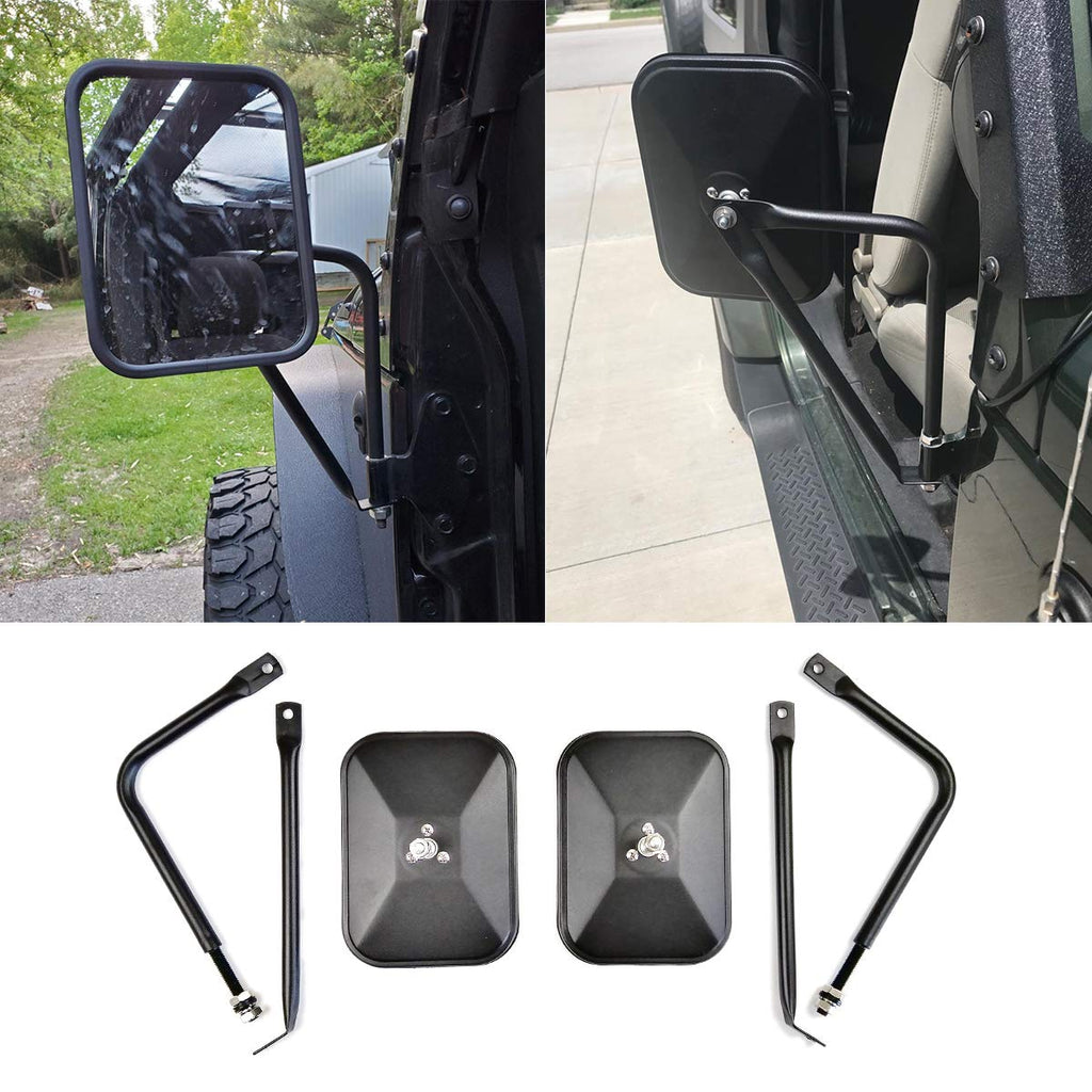 Door Off Mirror Rectangular Adventure Side View Mirrors for Jeep Wrangler  2007-2019 JK JL by XBEEK