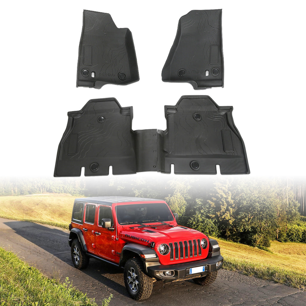All Weather Floor Liners TPE Protector Mat Front and Rear for 2018 2019 Jeep  Wrangler JL by XBEEK