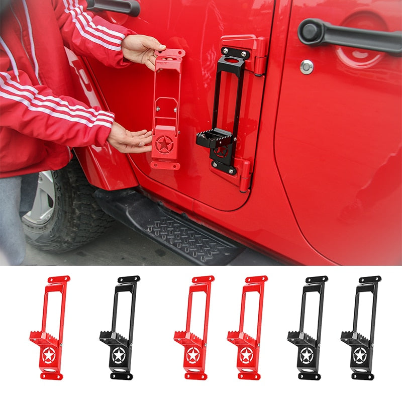 Door Hinge Steps Foot Plate Climbing Kit Solid Steel for Jeep Wrangler JK  JL 2007-2019 by XBEEK