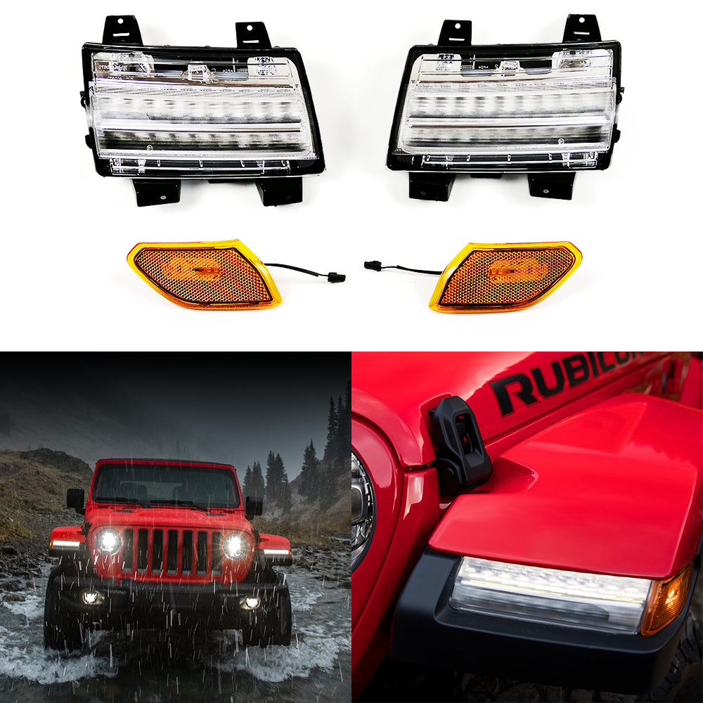 Clear LED Fender Daytime Running Turn Signal Lights for 2018-2022 Jeep –  XBEEK