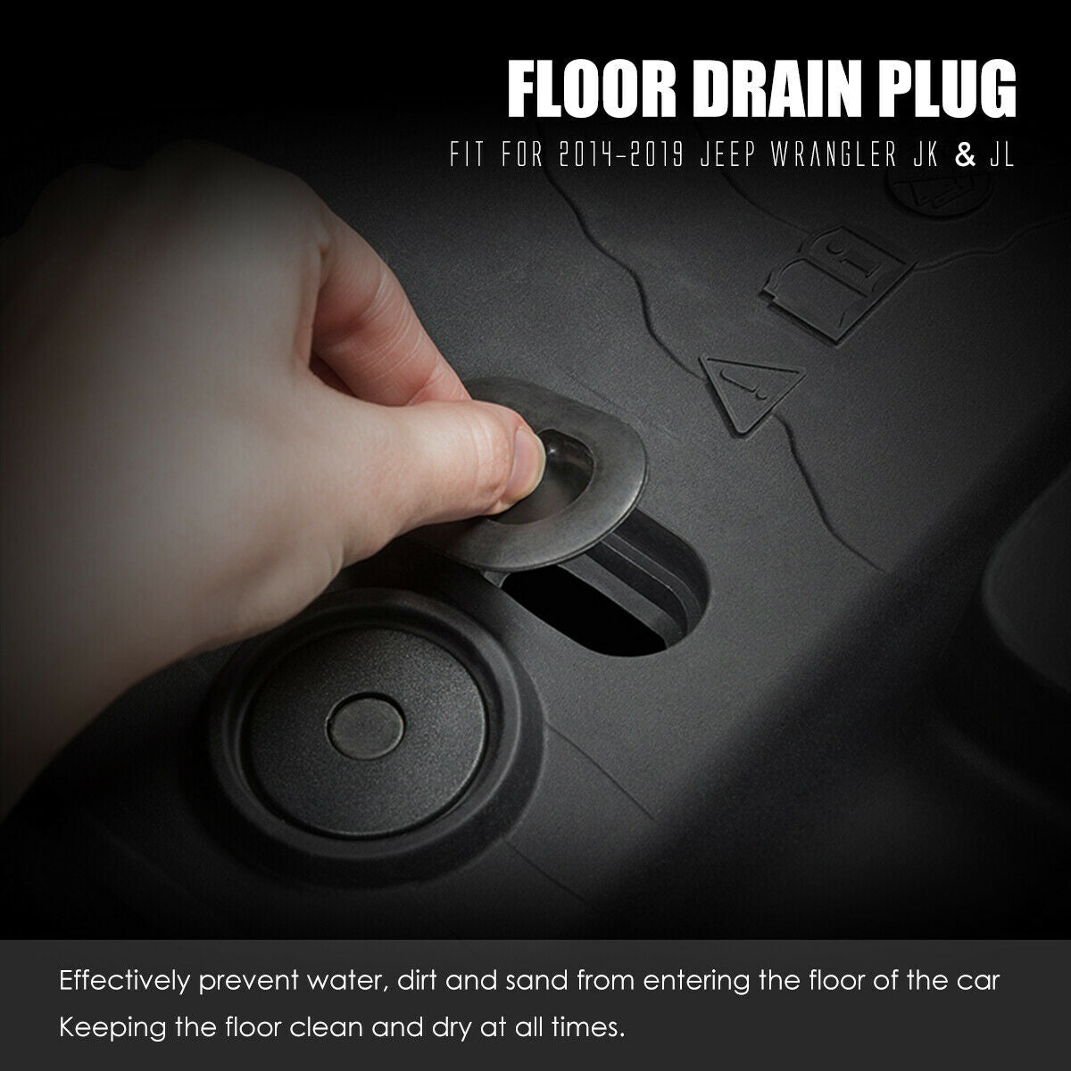 Oval Floor Pan Drain Rubber Plug 4pcs Black for 2014-2019 Jeep Wrangler JK  JL by XBEEK