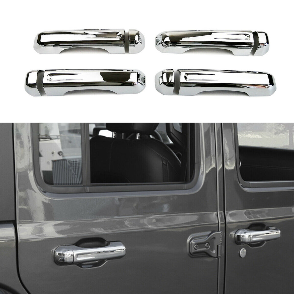 Door Handle Cover Exteriors Trim Chrome Silver ABS for 2018 Jeep Wrangler  JL by XBEEK