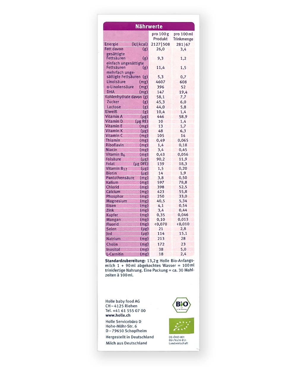 Holle Stage 1 Organic Baby Formula 