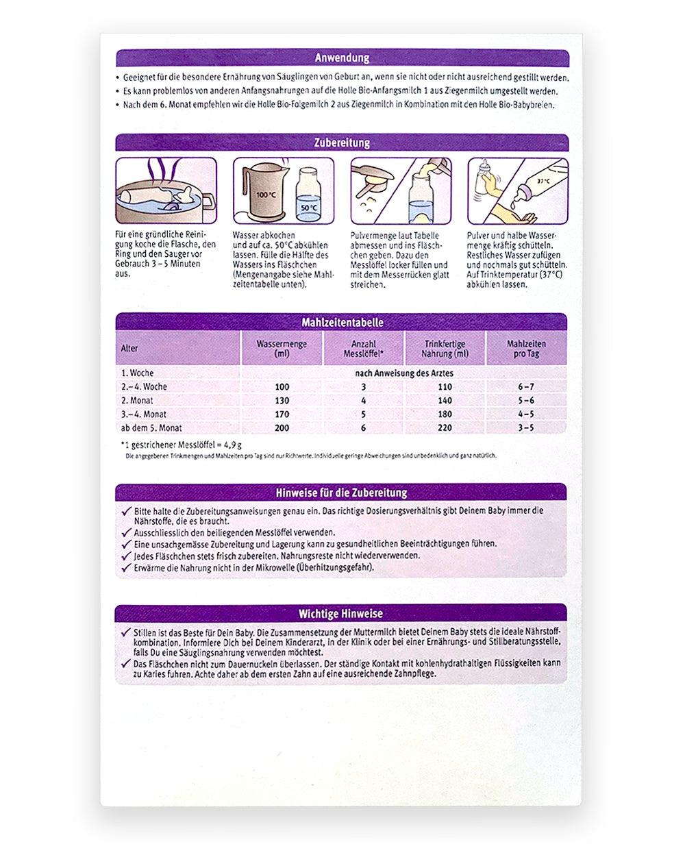 holle formula directions english