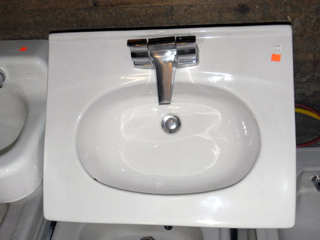 Retro Vintage Sears White China Sink With Original Faucet Toledo Architectural Artifacts