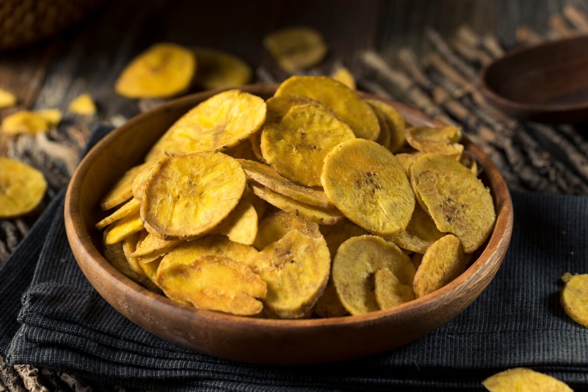 Close-up image of sweet plantain chips