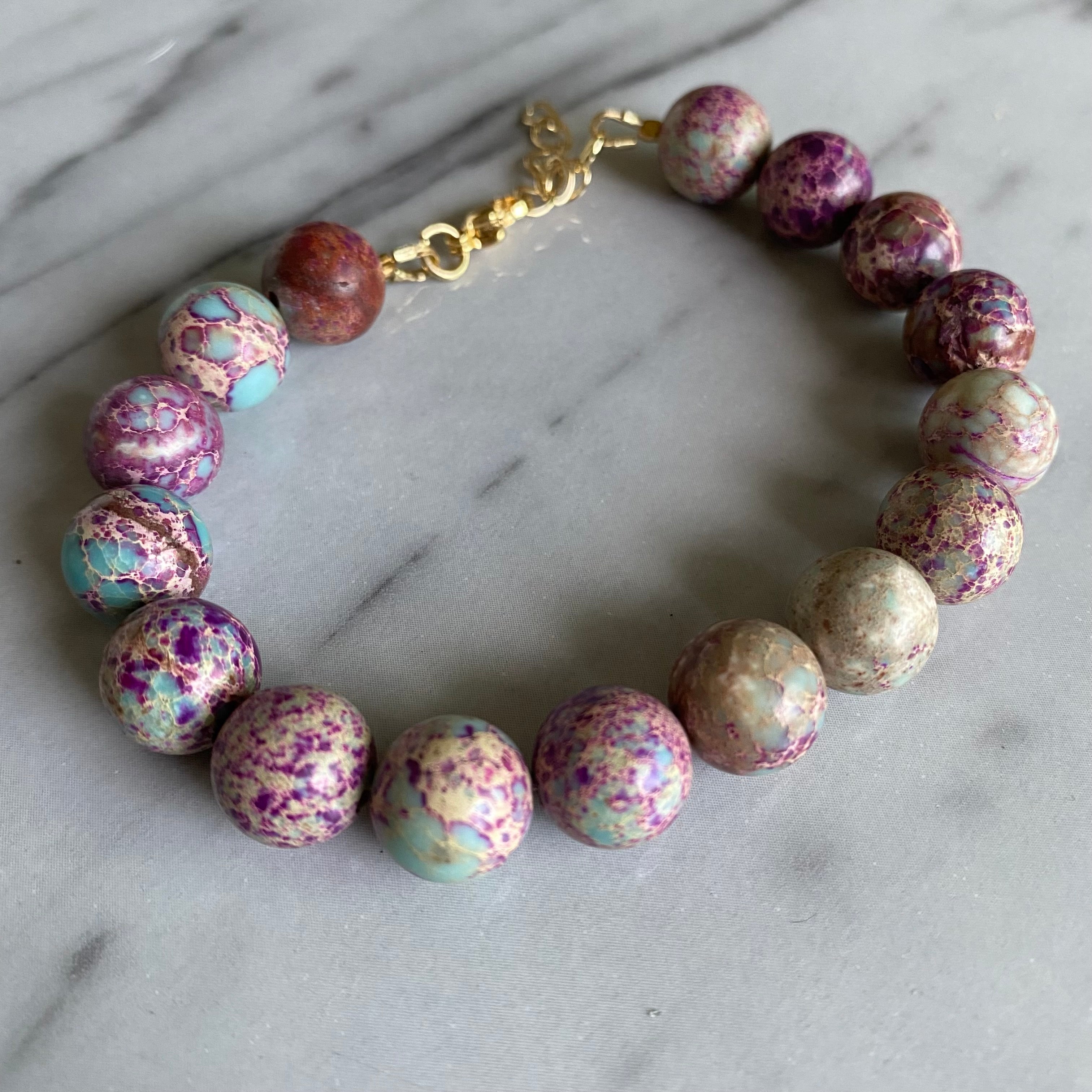 Jumbo Impression Jasper Bracelet - Blue & Purple