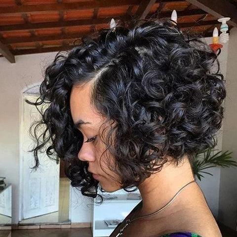 curly hair with soft blunt bob