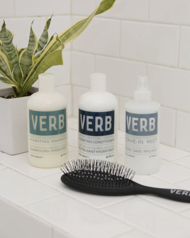 verb hydrate products with hairbrush
