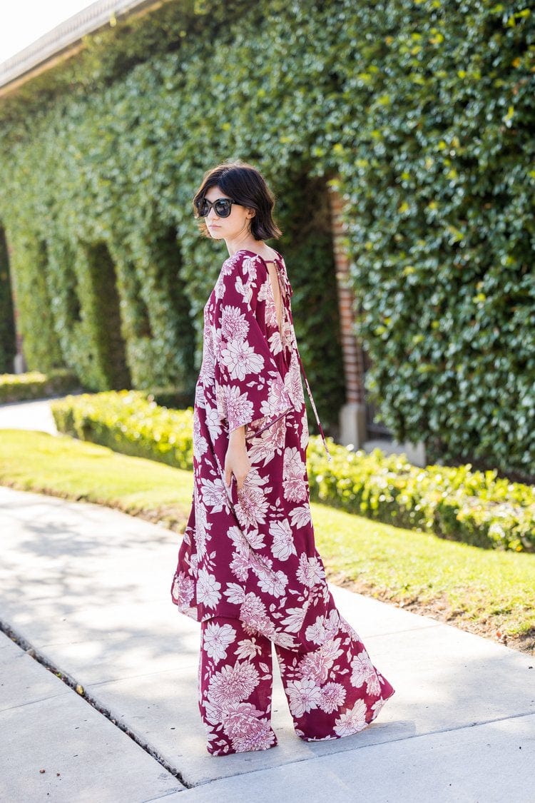 Jennafer Grace - Bordeaux Caftan & Palazzo Pant Set – 