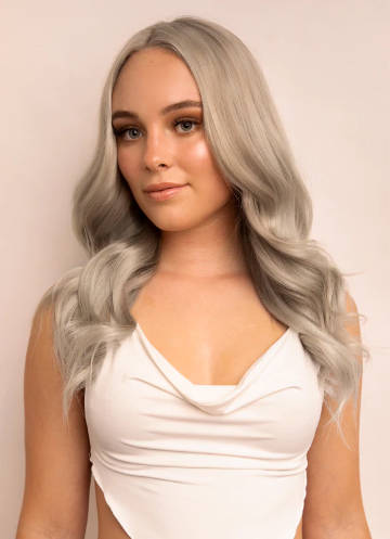 16 inch clip in hair extensions silver